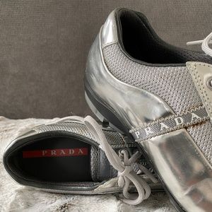 Iconic Prada Women's Sport Dress Shoes, Size 38, Silver